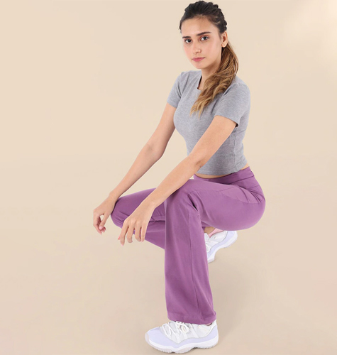 Soft Lilac Women Purple Yoga Cotton Track Pants